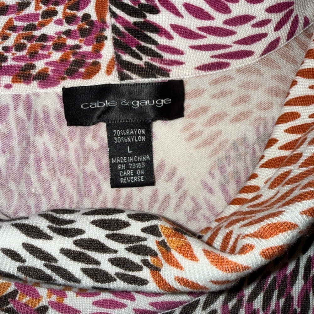 3 x 20$ Cable & Gauge Multicolor Cowl Neck Top Size Large - Picture 4 of 5